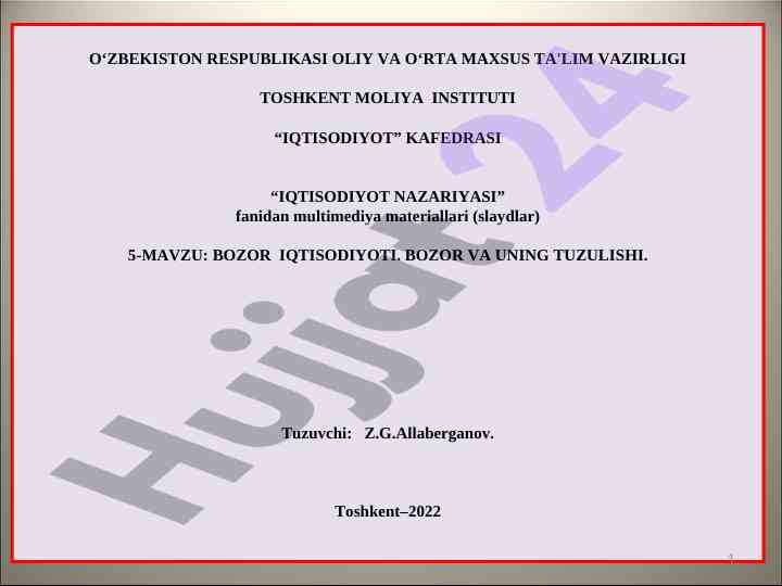 Bozor iqtisodiyoti va tuzilishi multimediya materiallari