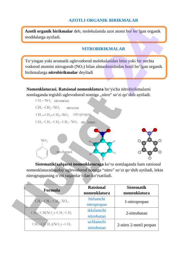 Azotli organik birikmalar nomenklaturasi