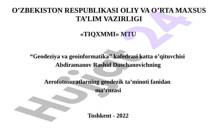 Aerofotosuratlarning geodezik ta’minoti asoslari