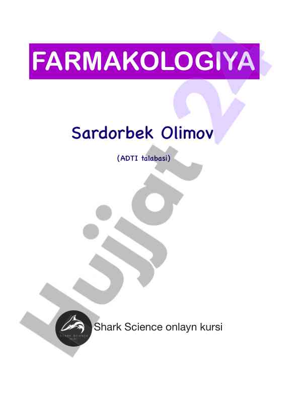 Umumiy farmakologiya asoslari va dars rejalari