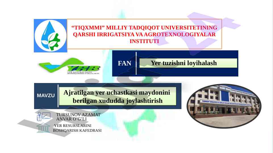 Yer resurslarini boshqarish loyihasi tahlili