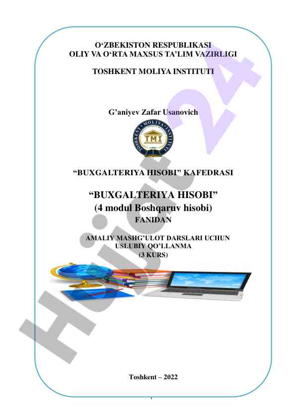 Buxgalteriya hisobi uslubiy qo‘llanma amaliy mashg‘ulotlar