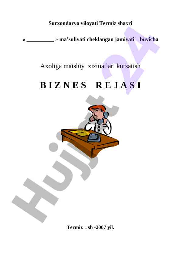 Maishiy xizmatlar biznes rejasi analizi