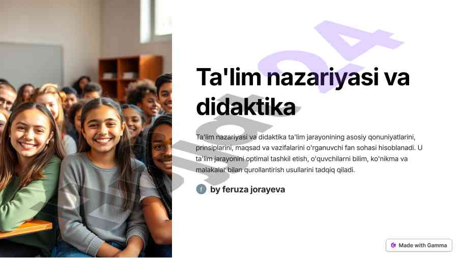 Ta'lim nazariyasi va didaktika o'rganish jarayoni