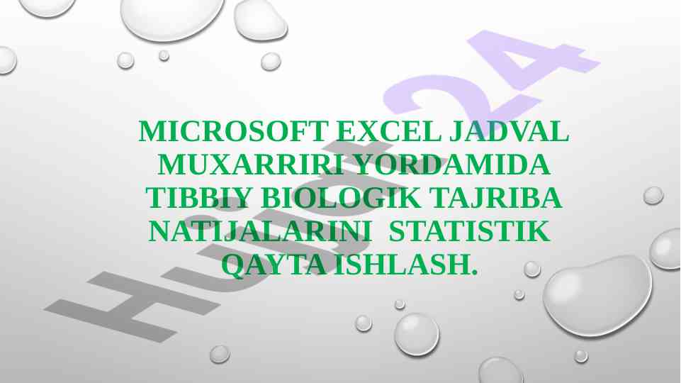 Statistik qayta ishlash microsoft excelda
