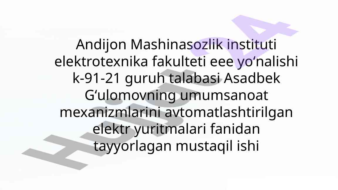 Kran mexanizmlari elektr yuritmalari boshqarish tizimlari