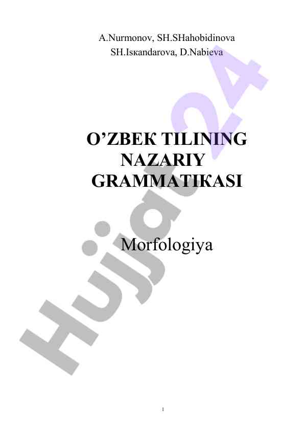 O'zbek tili nazariy grammatikasi morfologiya