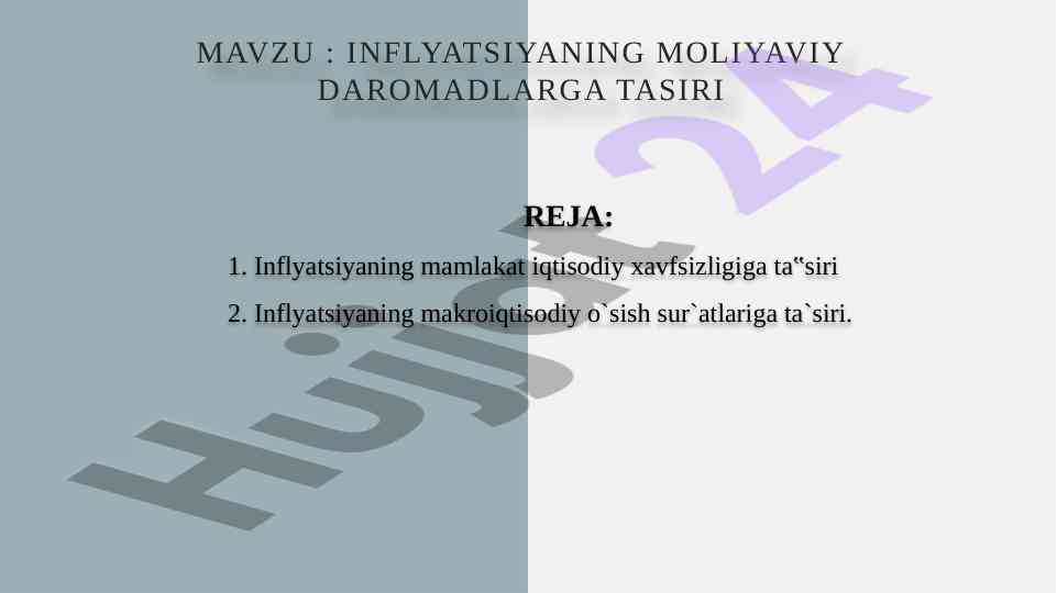 Inflyatsiyaning moliyaviy daromadlarga tasiri