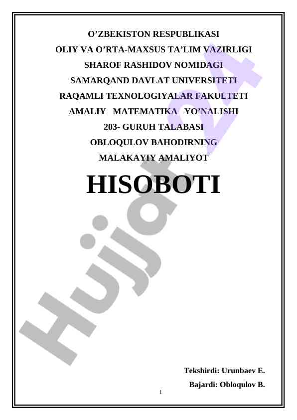 Chiziqli bo'lmagan tenglama vositasida matematik modellar
