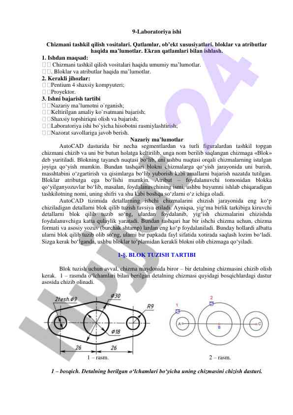 Chizmani tashkil qilish vositalari laboratoriya ishlari