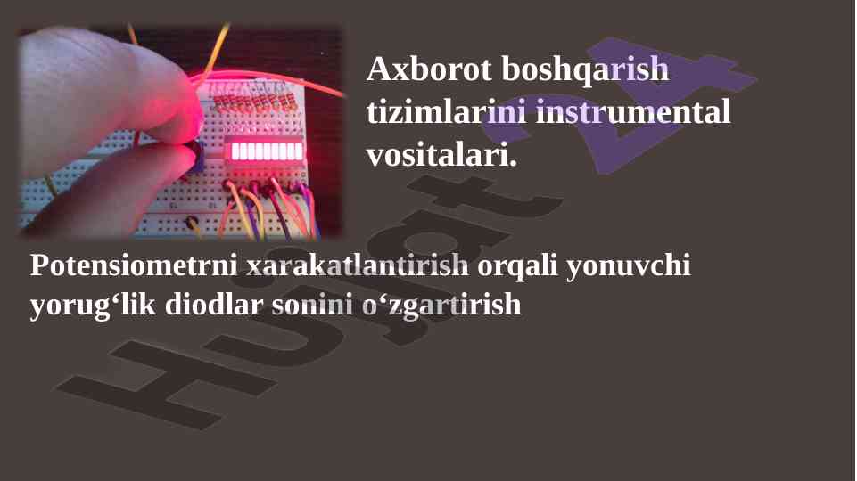 Ledlar bilan potentsiometrli arduino sxemasi