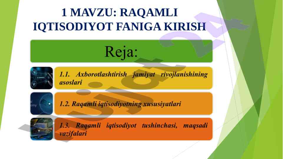 Raqamli iqtisodiyot faniga kirish tahlili