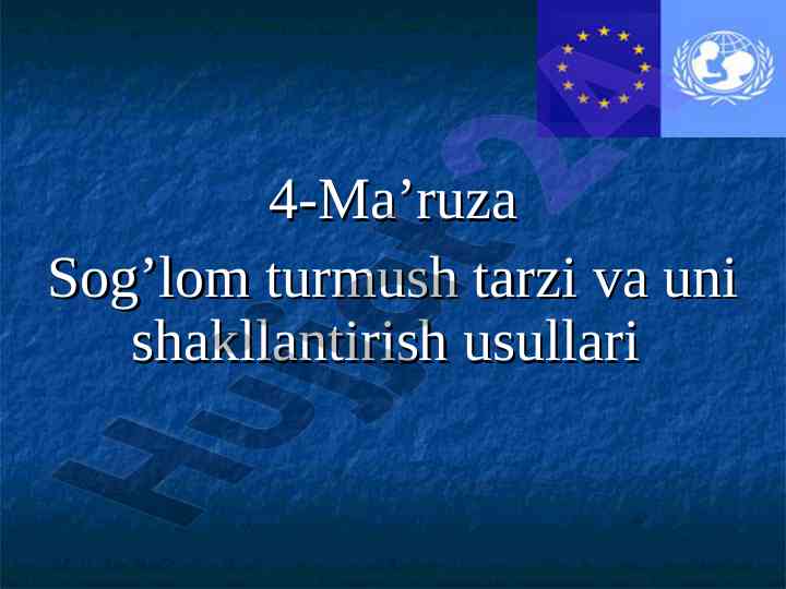 Sog'lom turmush tarzi va uni shakllantirish usullari