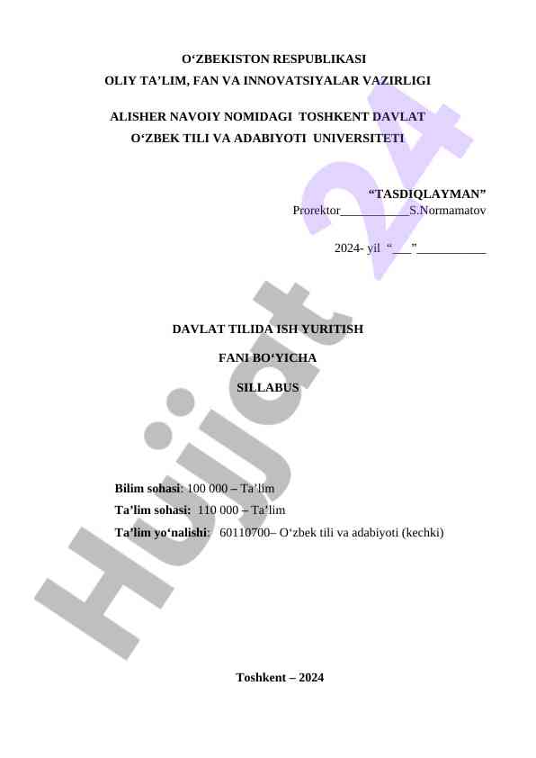 Sillabuslar va o‘quv dasturi haqida ma’lumot