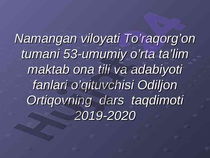 O'tkir hoshimov hayoti va ijodi taqdimoti