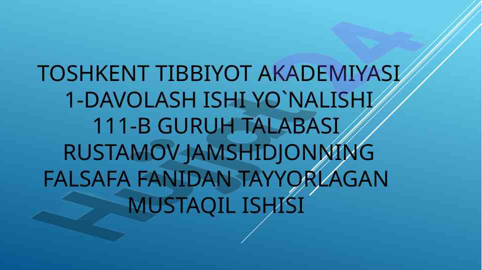 Falsafada inson muommosi haqida mustaqil ish