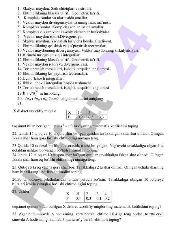 Matematik ehtimollik va vektor maydonlar