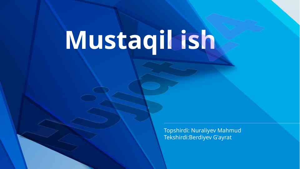 Mustaqil ishlar topshirish tartibi va tekshirish
