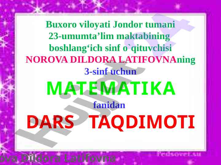 Uch xonali sonning xona birliklari yig‘indisi