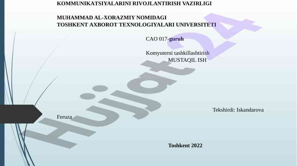 Protsessorlar turlari va xususiyatlari tahlili
