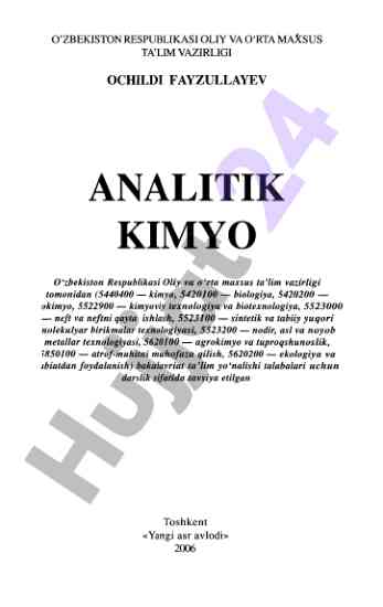 Analitik kimyoning tarixi va rivojlanish tendensiyalari