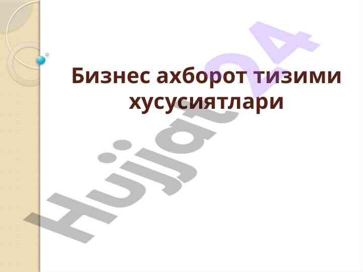 Бизнес ахборот тизими хусусиятлари