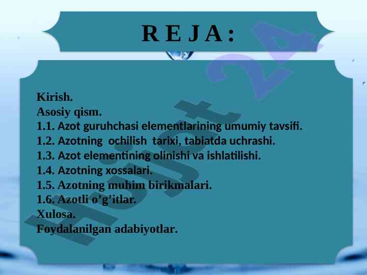 Azot guruhchasi elementlarining umumiy tavsifi