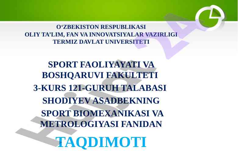 Sport biomexanikasi o‘lchovlari va parametrlar tahlili