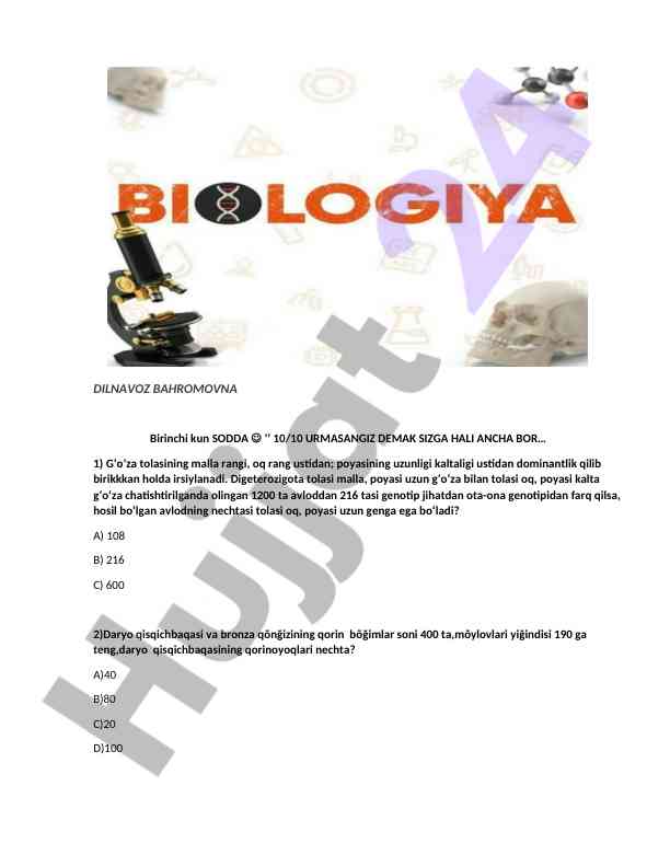 Energiya almashinuvi va genotiplar testi
