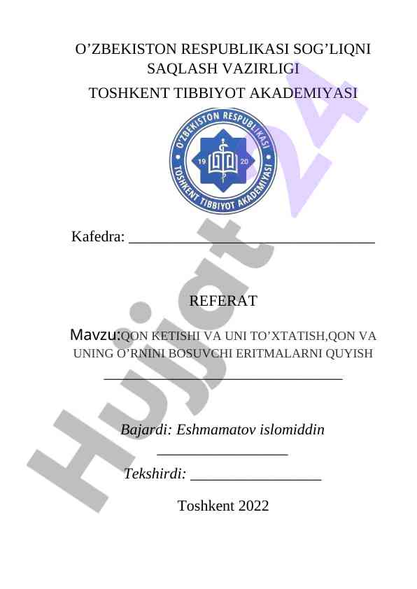 Qon ketishi va uni to'xtatish taqdimoti