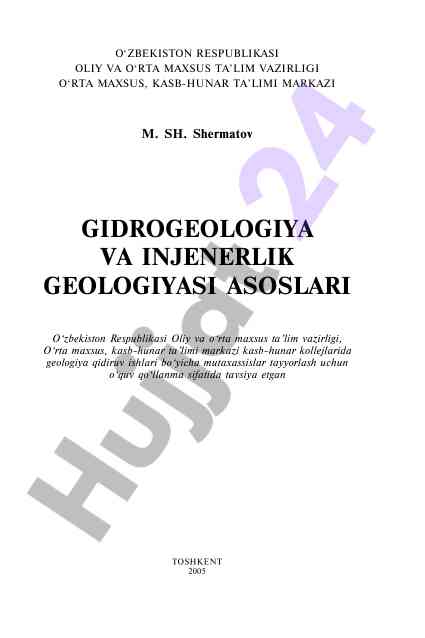 Gidrogeologiya va injenerlik geologiyasi asoslari