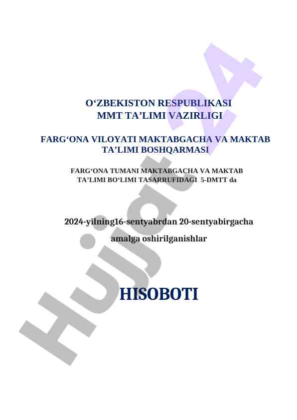 Mening mahallam haftaligi hisoboti 2024