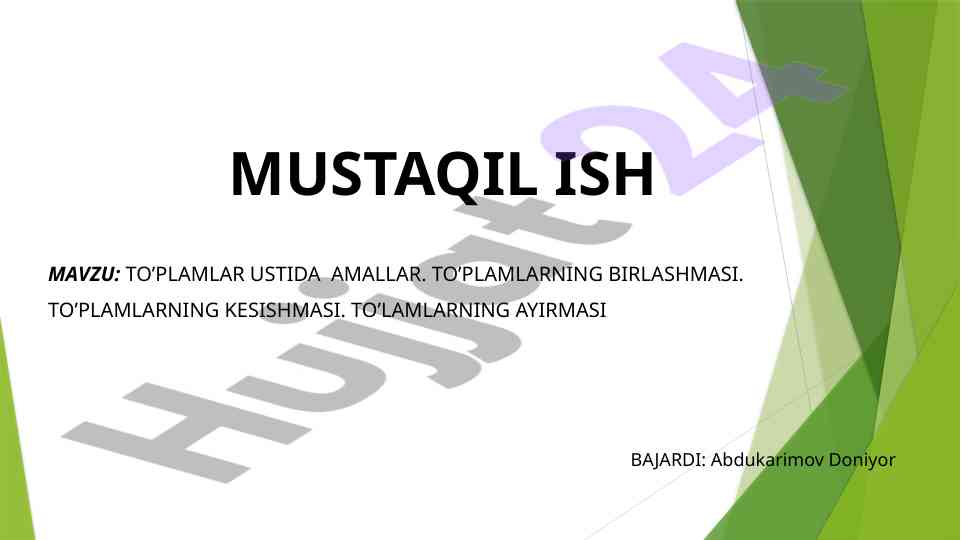 To‘plamlar ustida amallar bajarish