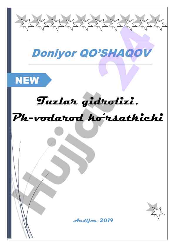 Tuzlar gidrolizi bo‘yicha test savollari