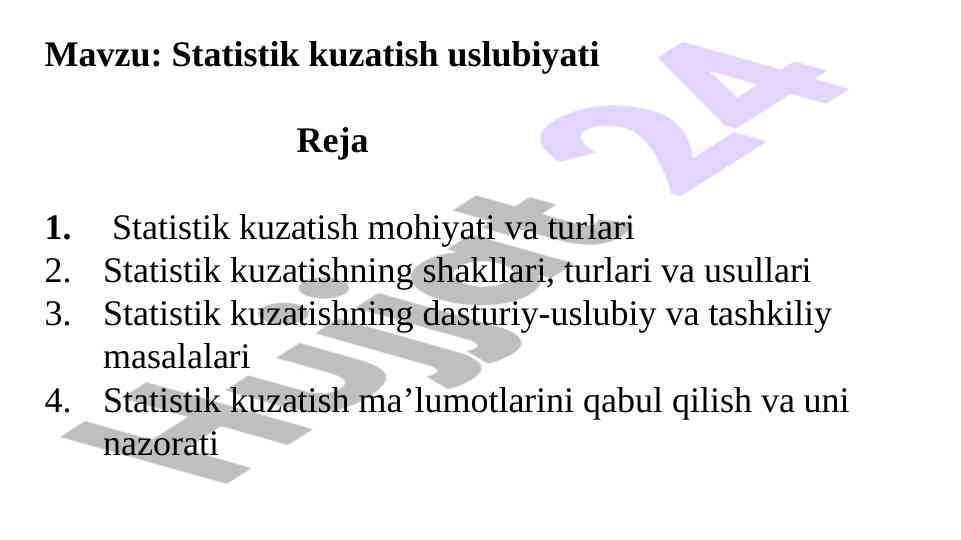 Statistik kuzatish usuliyati va tasnifi