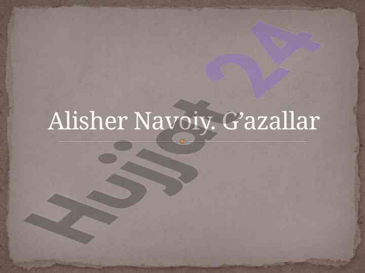 Alisher navoiy va ma'naviya g'azallari