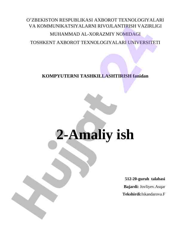 Kompyuter tashkil qilish amaliyoti