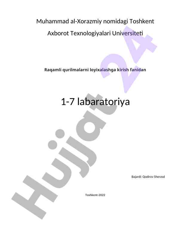 Raqamli qurilmalarni loyihalash laboratoriya ishlari