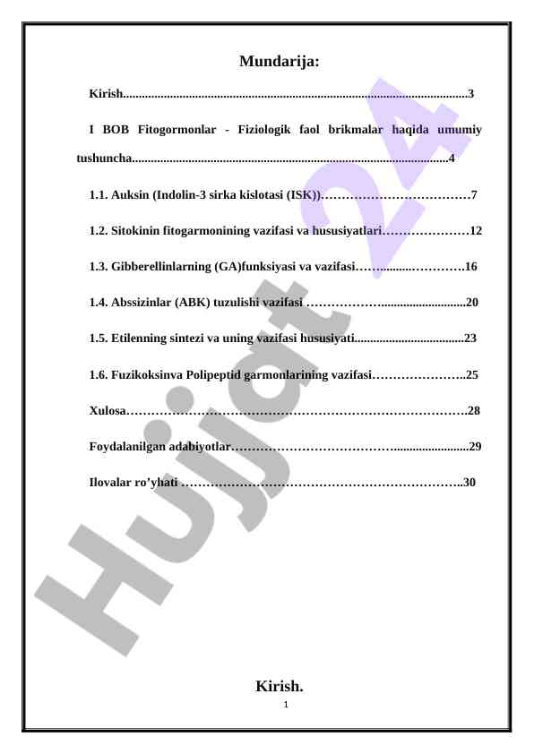 Fitogormonlar fiziologik faol moddalar bilan tanishuv