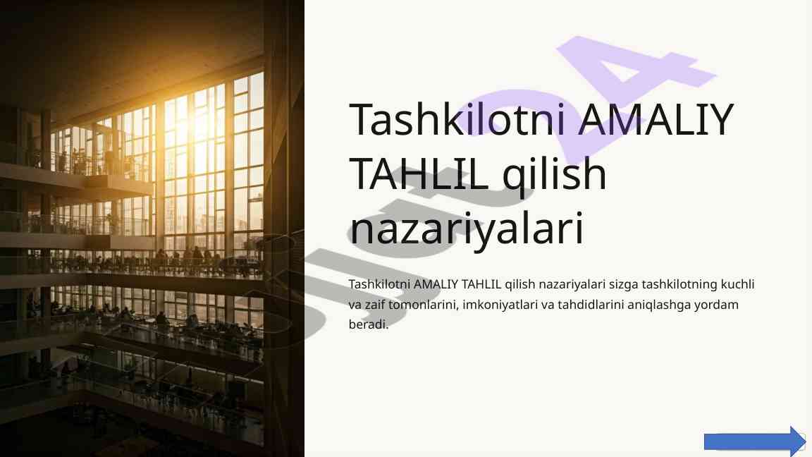 Tashkilotni amaliy tahlil qilish nazariyalari