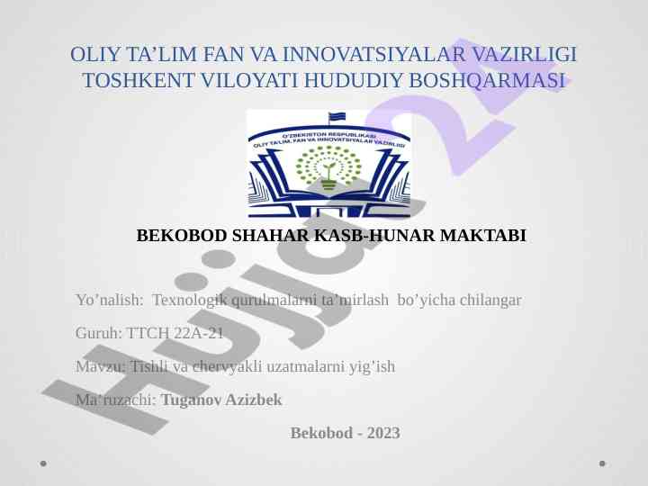 Tishli va chervyakli uzatmalarni yig'ish