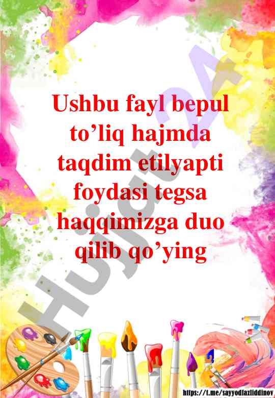 Tasviriy san'at fanidan ko’rgazmalar 1-sinf