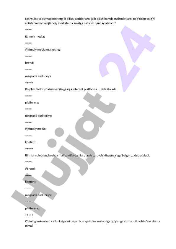 Ijtimoiy media marketing asoslari va kontent tahlili