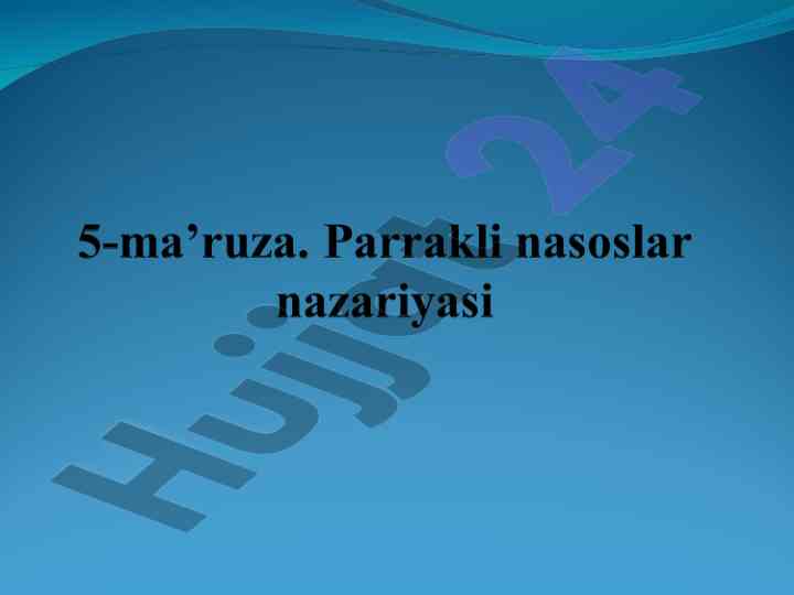 Nasoslarning tezkorlik koeffitsienti tahlili