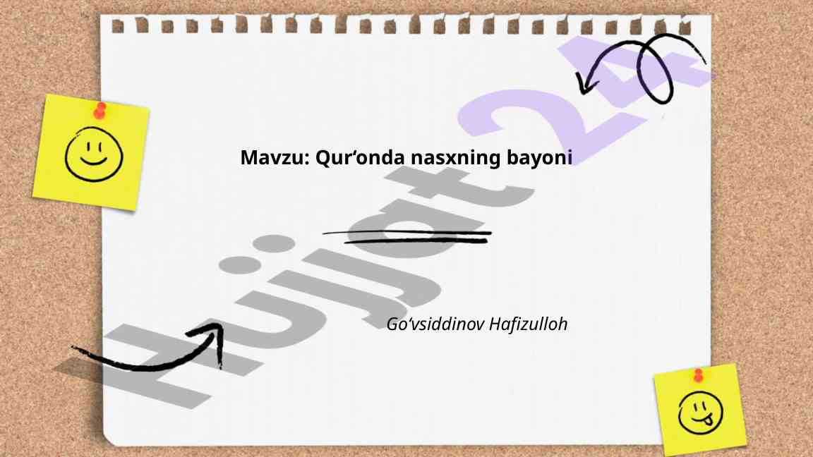 Qur'onda nasx tushunchasi va hukmlari