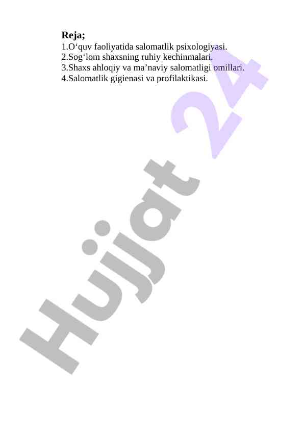 Salomatlik psixologiyasi va o‘quv faoliyati