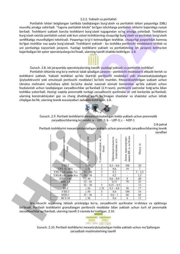 Yuklash va portlatish ishlarining jarayoni