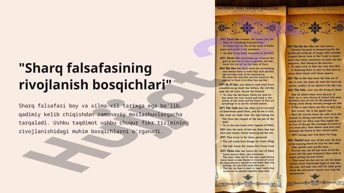 Sharq falsafasining rivojlanish bosqichlari