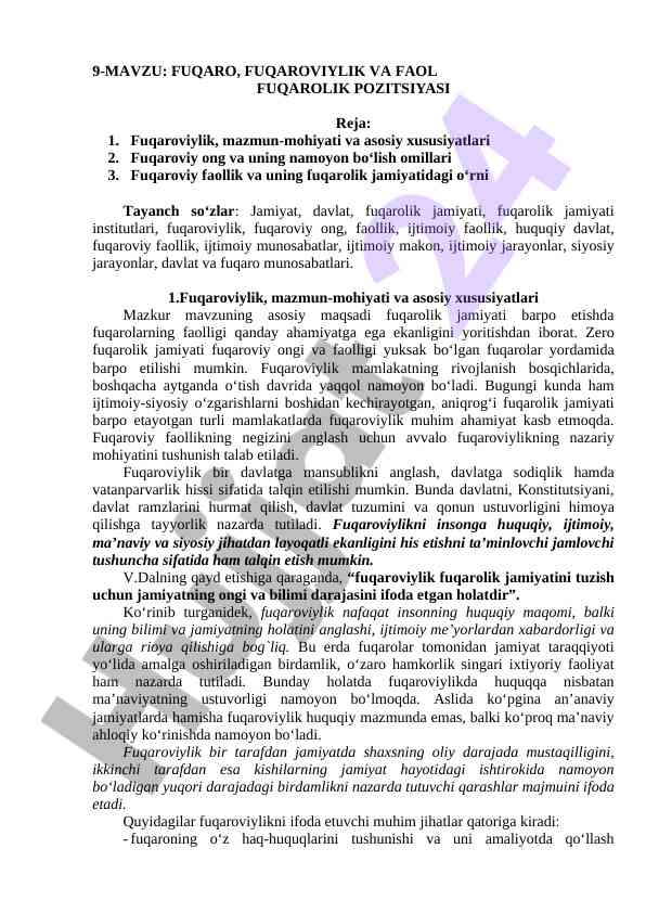 Fuqarolik va faol fuqarolik pozitsiyasi