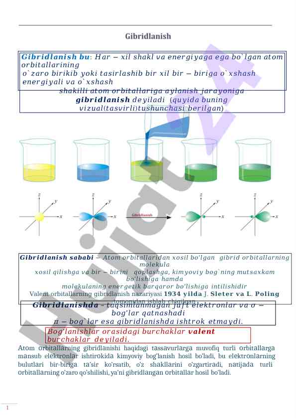 Gibridlanish nazariyasi va atom orbitallari